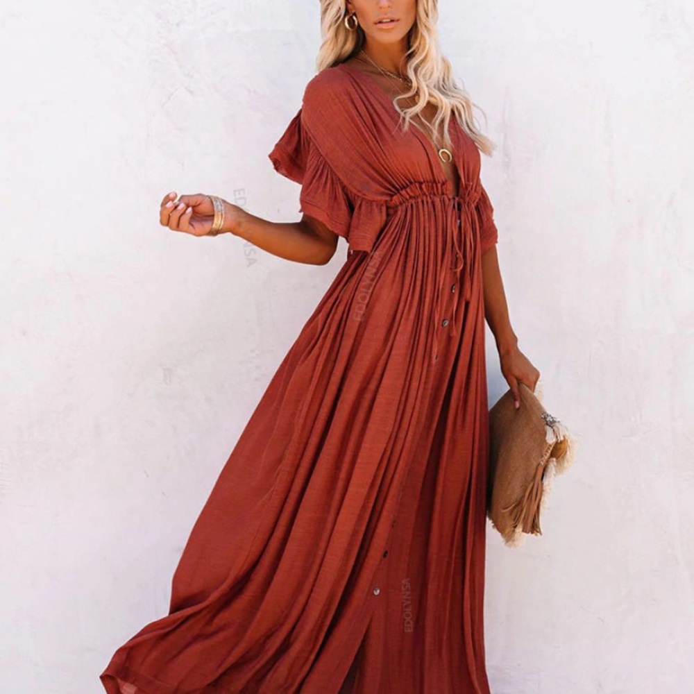 cover up women kimono swim cardigan boho wrap semi sheer cardigan/ dress - Picture 8 of 9